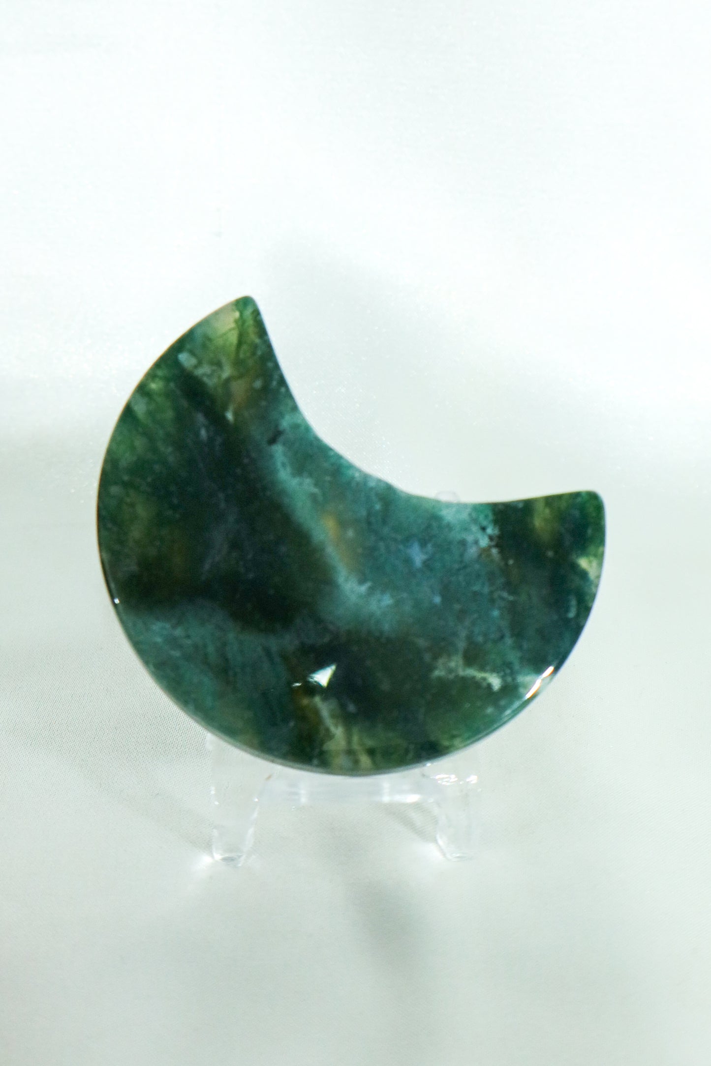 Moss Agate Moon Carving #4