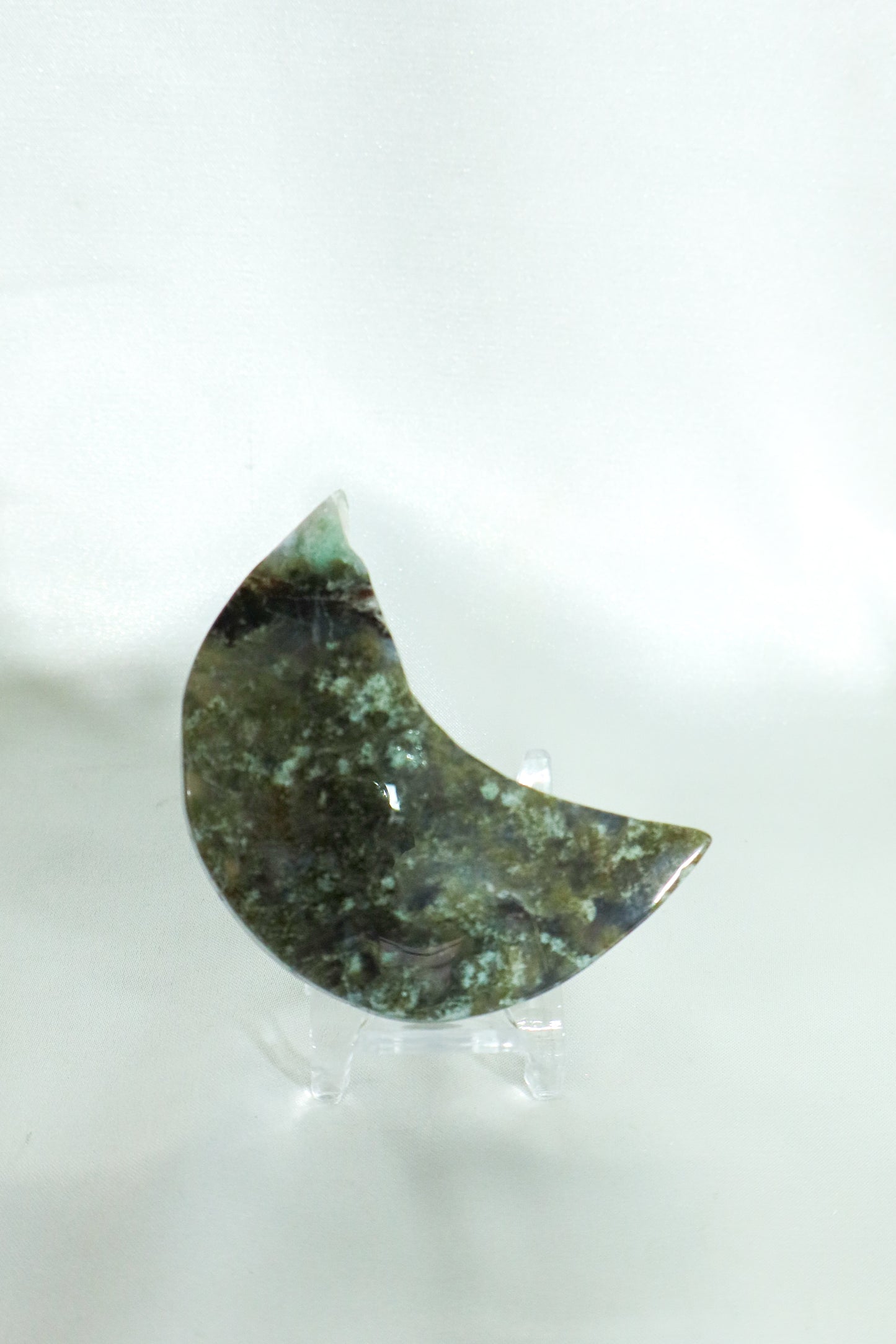 Moss Agate Moon Carving #6