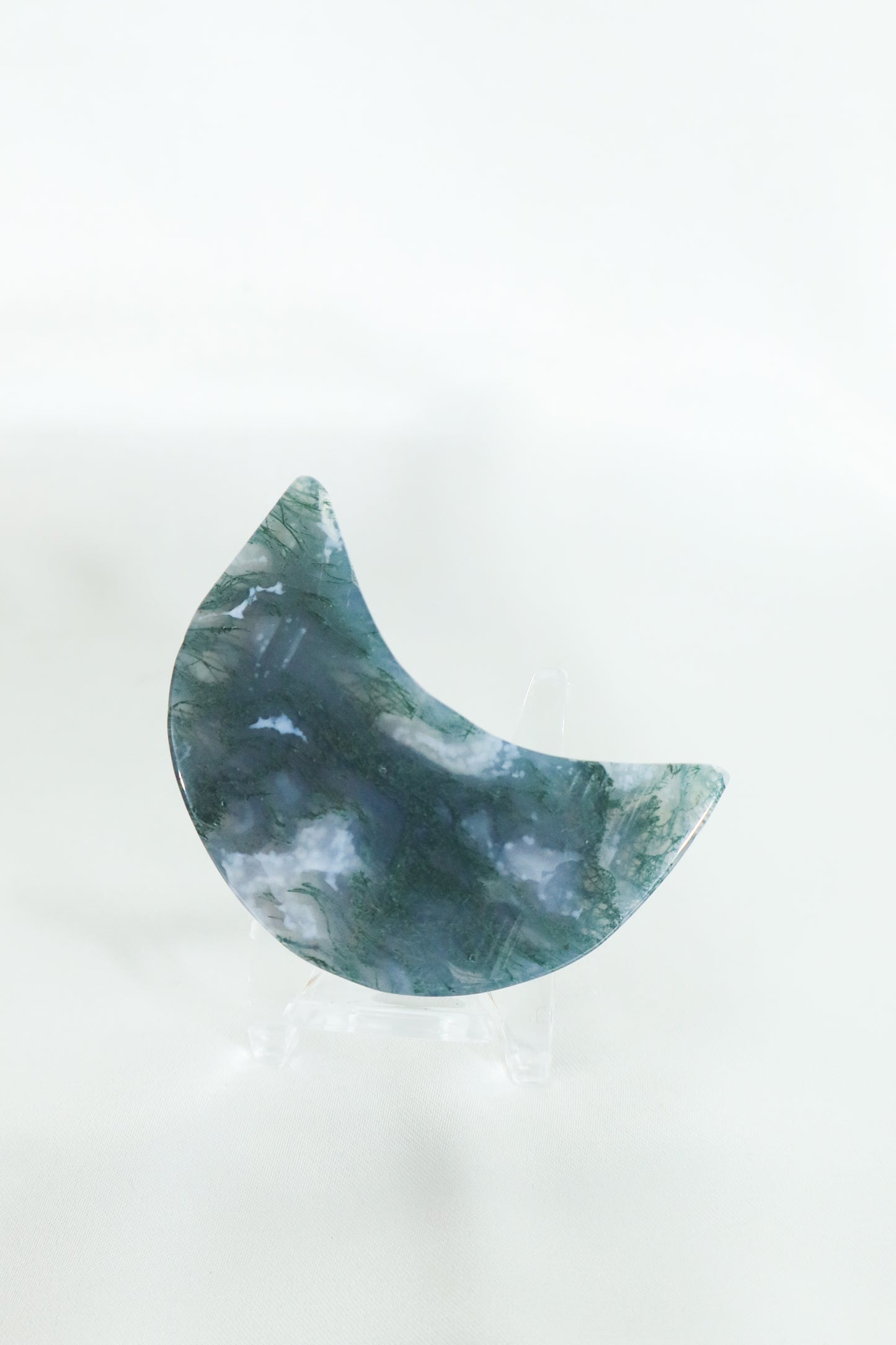 Moss Agate Moon Carving #3