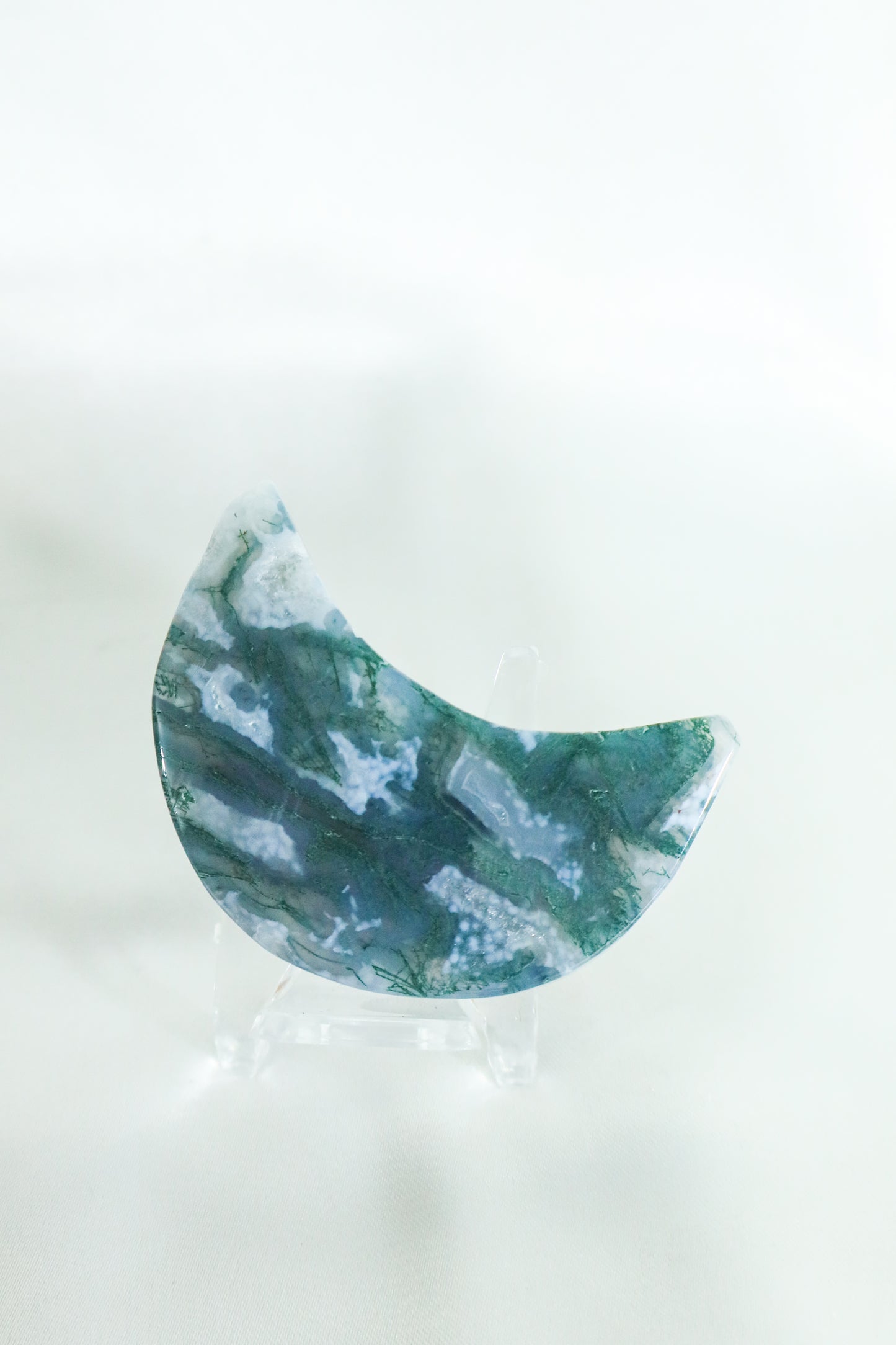 Moss Agate Moon Carving #3