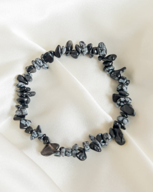 Snowflake Obsidian Bracelet-Chipped