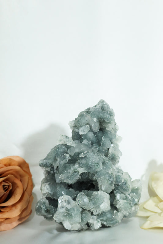 Blue Chalcedony with Diamond Apophyllite #18