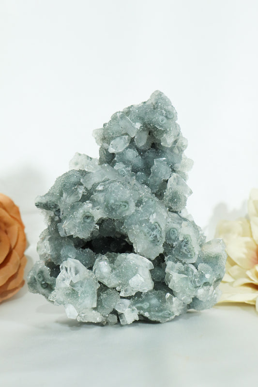 Blue Chalcedony with Diamond Apophyllite #18