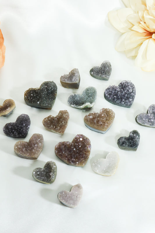 Rainbow Amethyst Cluster Hearts
