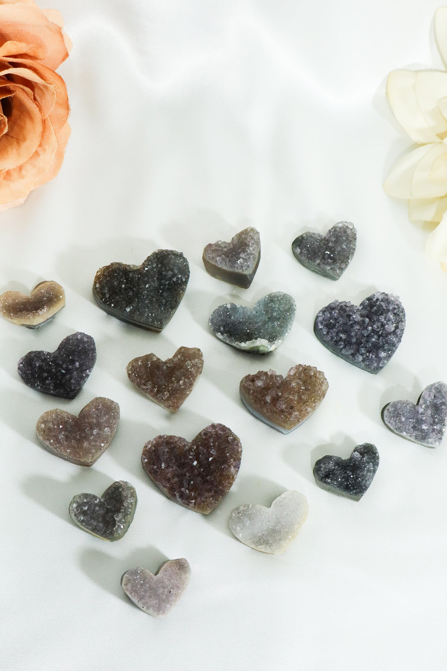 Rainbow Amethyst Cluster Hearts