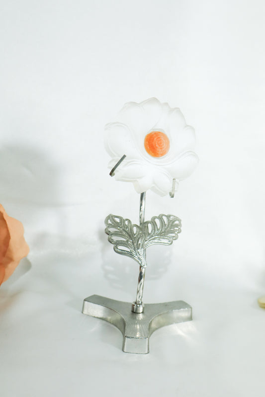 Selenite Flower w/ Sunstone on Silver Stand #8