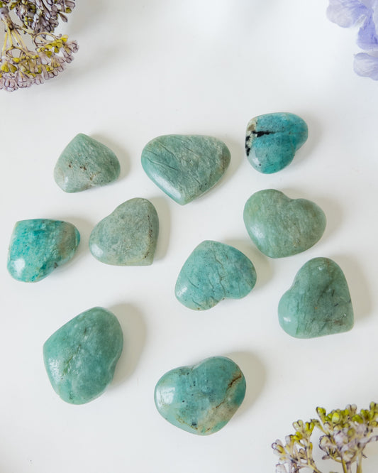 Amazonite Hearts - Low Quality