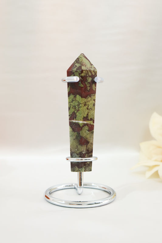 Dragon Blood Jasper Wand on Stand #3