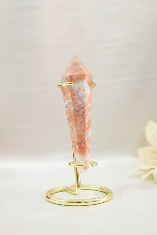 Pink Agate Wand on Stand #9
