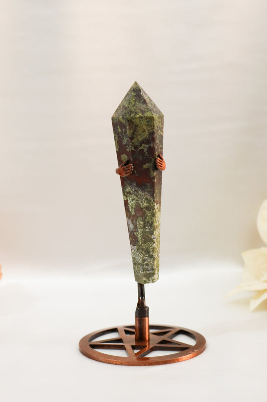 Dragon Blood Jasper Wand on Stand #2