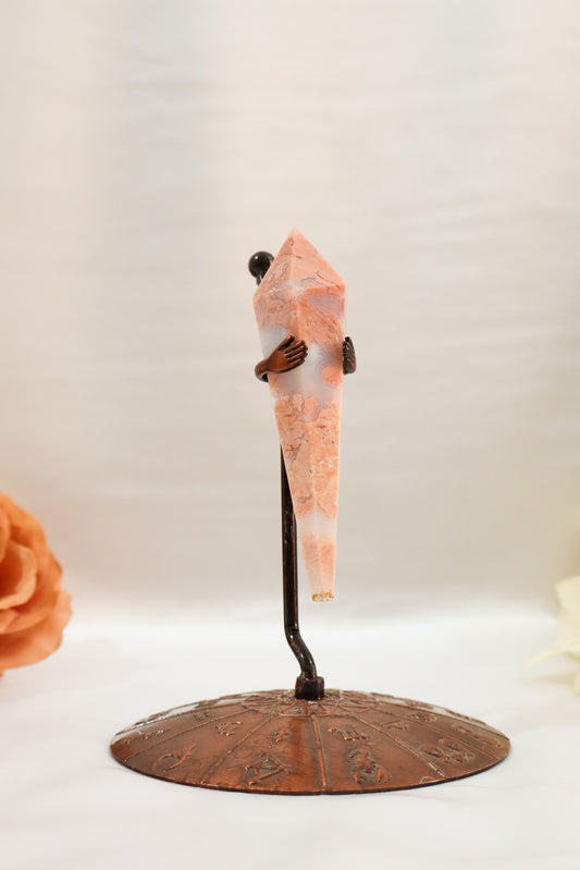 Pink Agate Wand on Stand #8