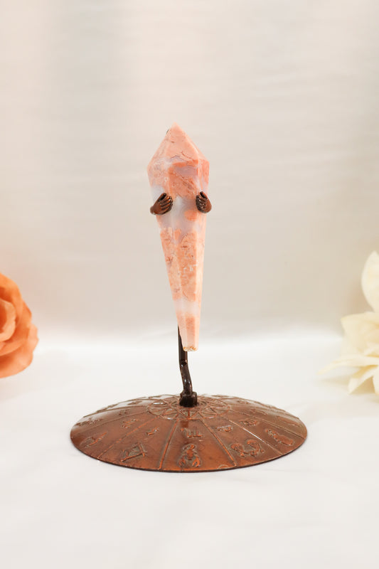 Pink Agate Wand on Stand #8