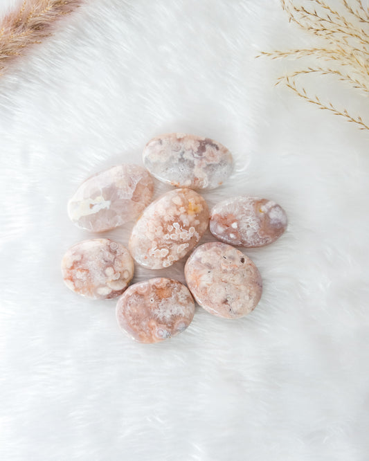 Pink Flower Agate Palmstone