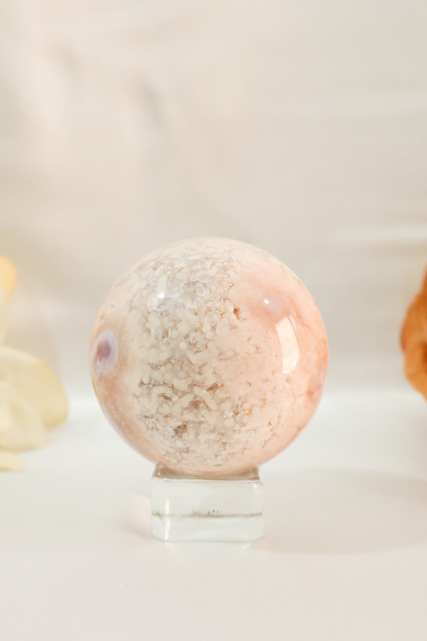 Flower Aagte Pink Amethyst Sphere #1