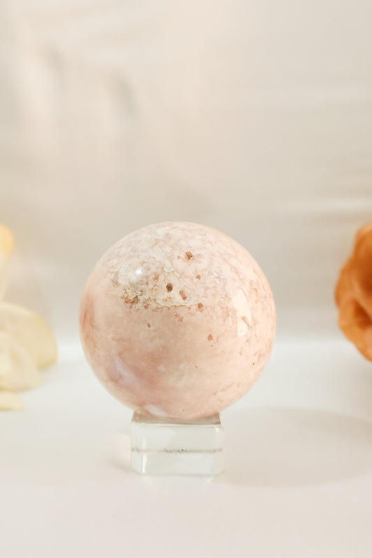 Flower Aagte Pink Amethyst Sphere #1