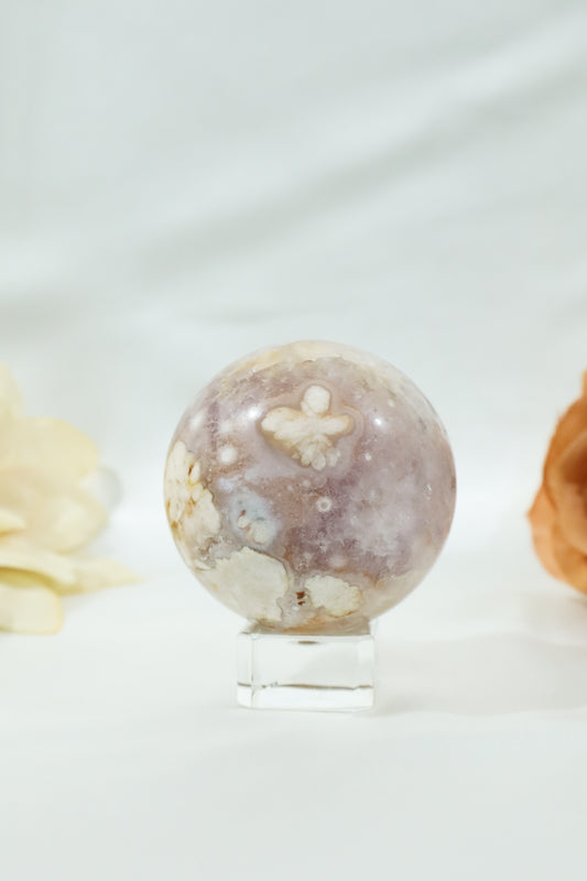 Flower Aagte Pink Amethyst Sphere #3