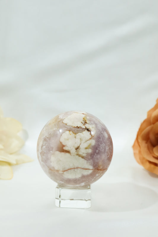 Flower Aagte Pink Amethyst Sphere #3