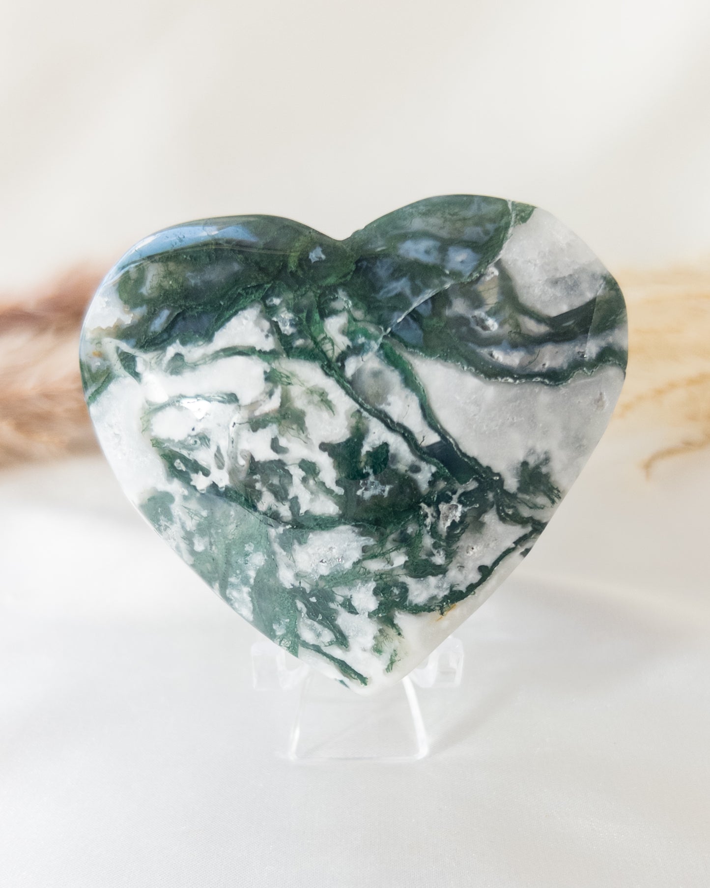 Druzy Moss Agate Hearts