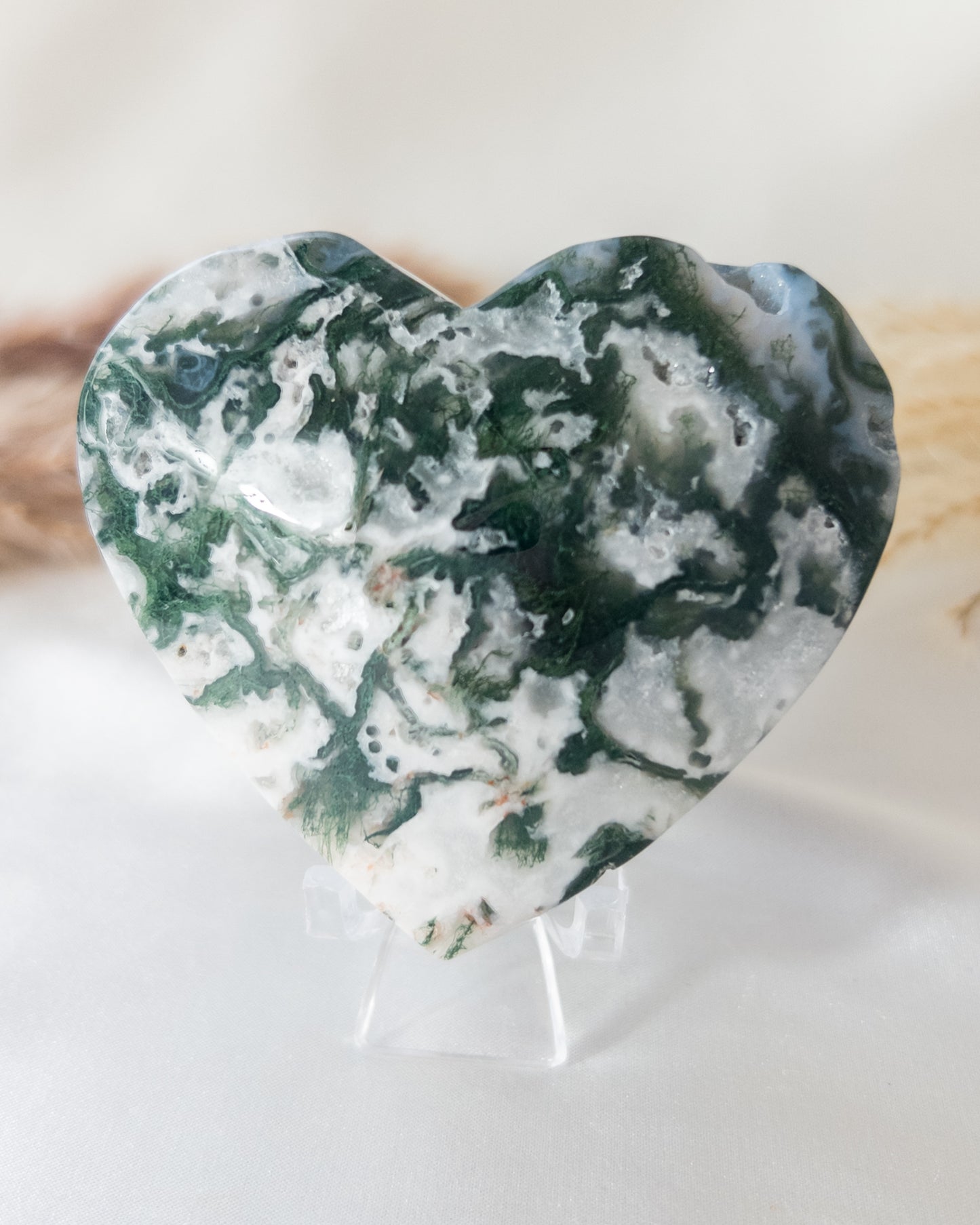 Druzy Moss Agate Hearts