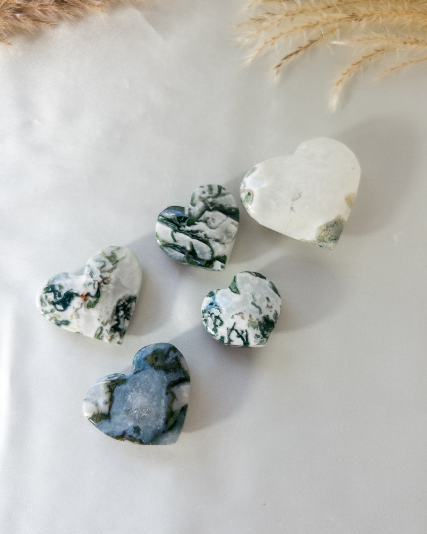 Druzy Moss Agate Hearts