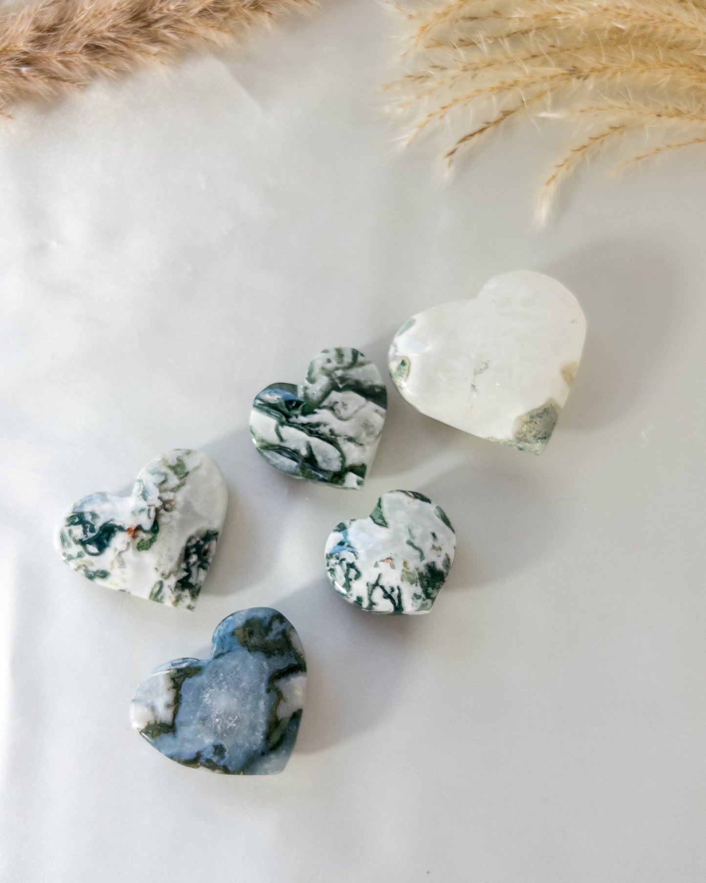 Druzy Moss Agate Hearts