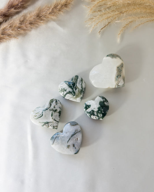 Druzy Moss Agate Hearts