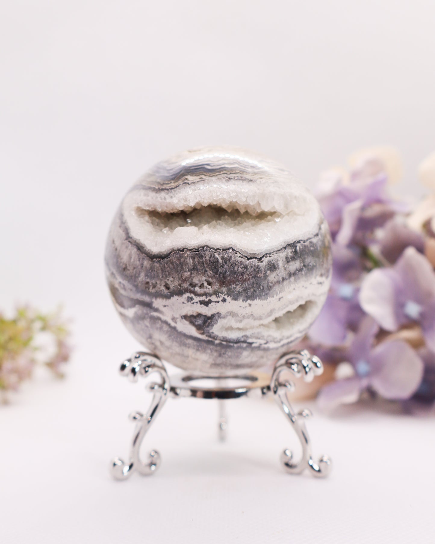 White Crazy Lace Agate Sphere #4