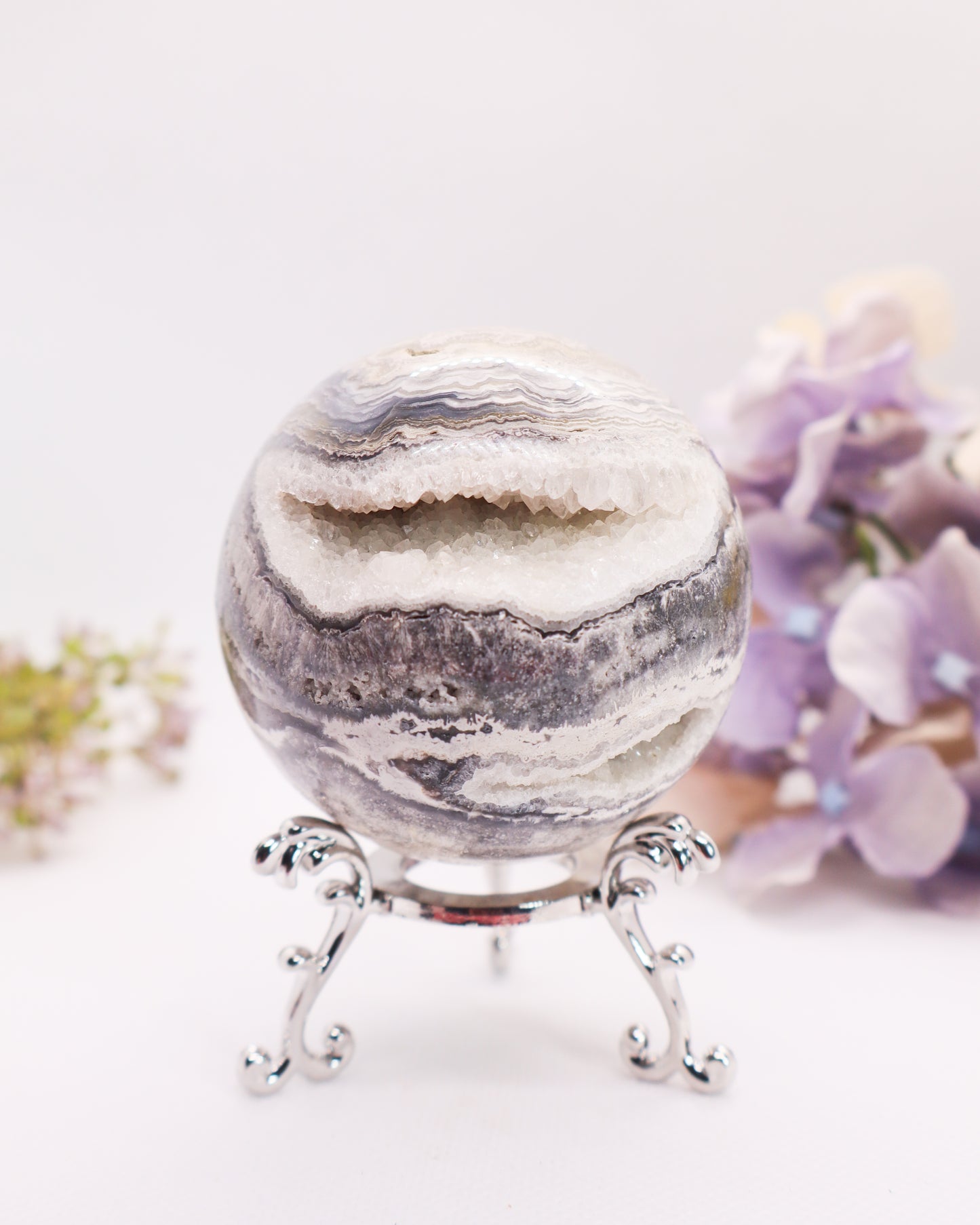 White Crazy Lace Agate Sphere #4