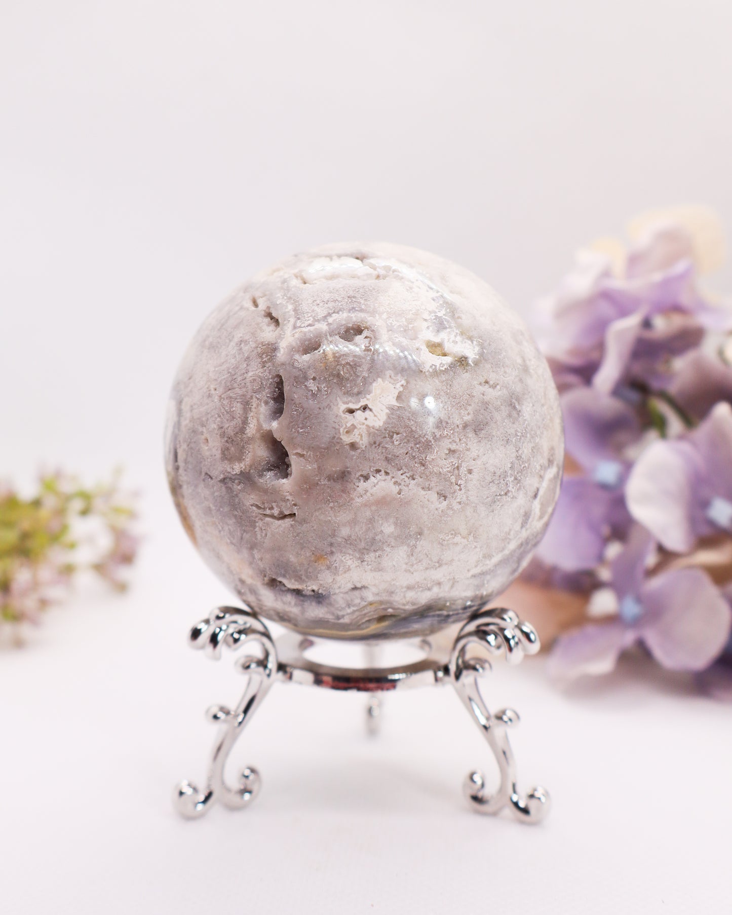 White Crazy Lace Agate Sphere #4