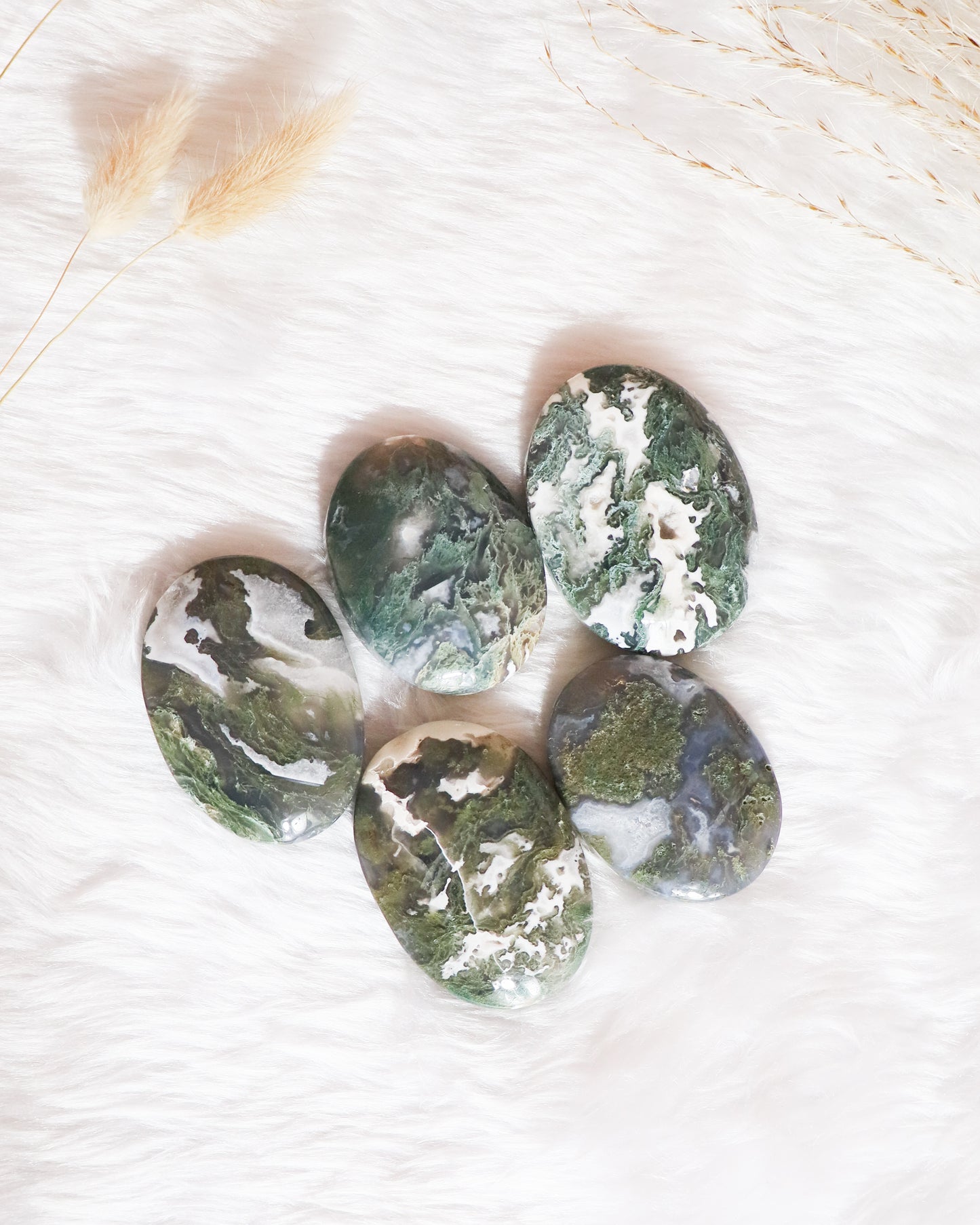 Moss Agate Palm Stones