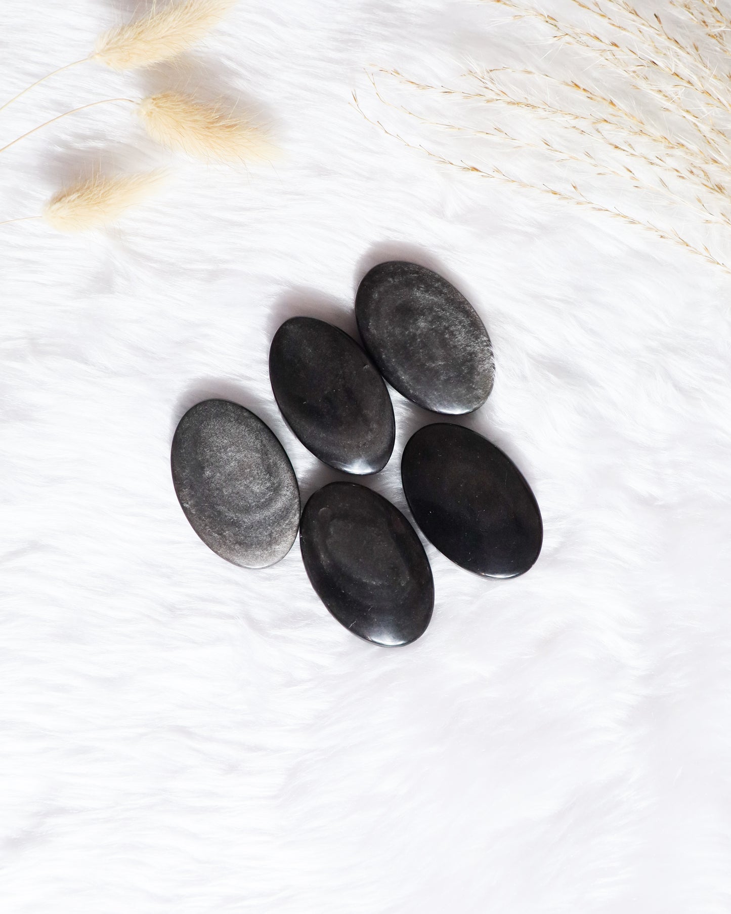 Silver Sheen Obsidian Palm Stones