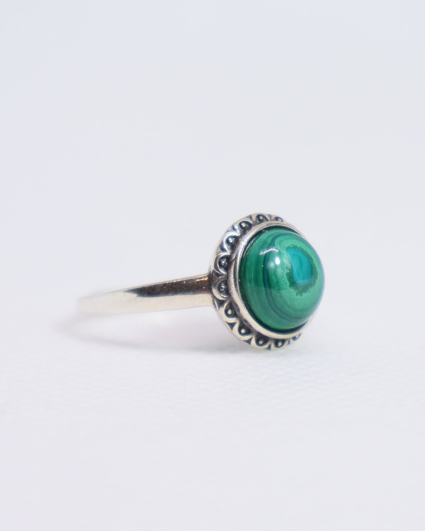 Malachite Flower Ring-925 Sterling Silver