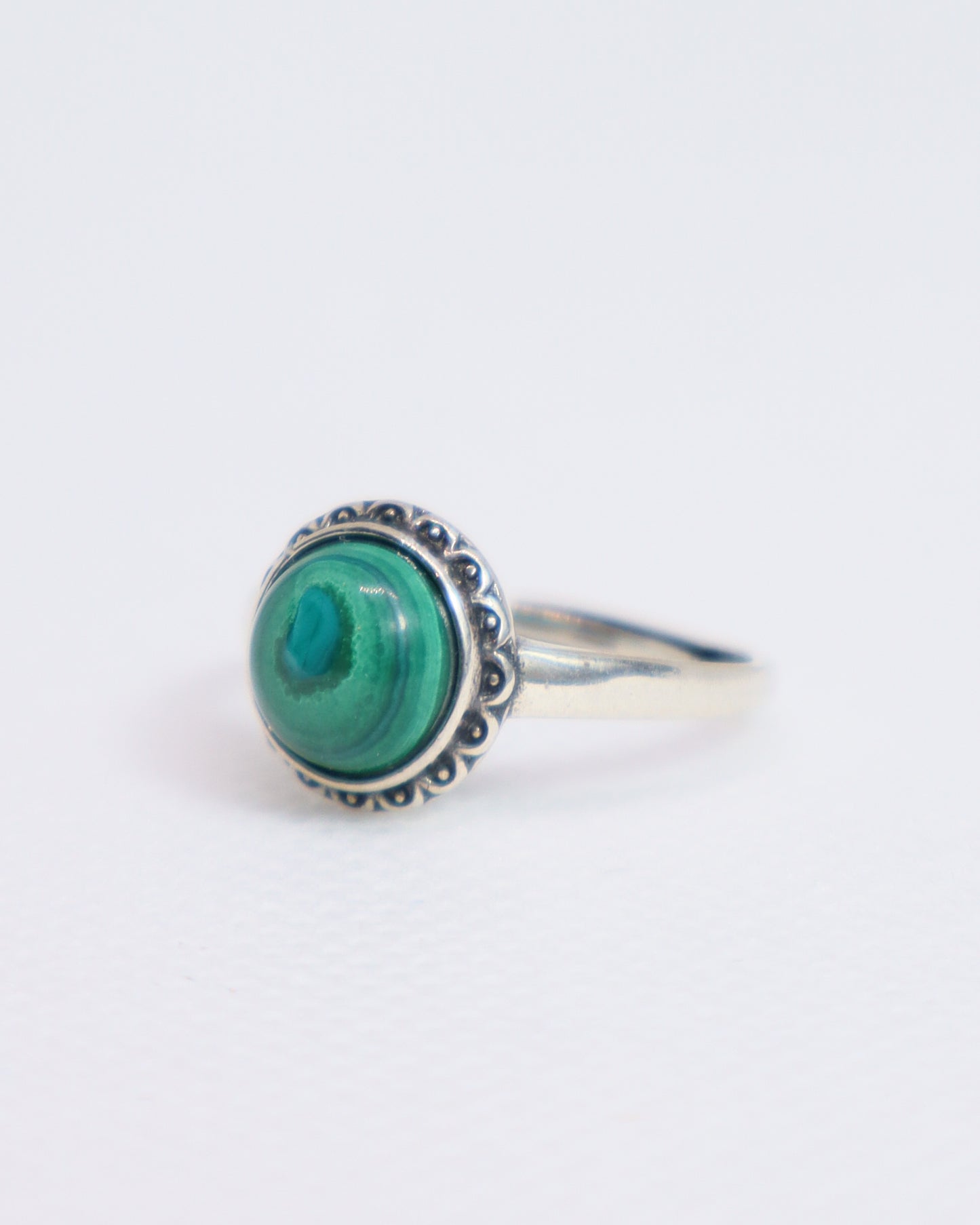 Malachite Flower Ring-925 Sterling Silver