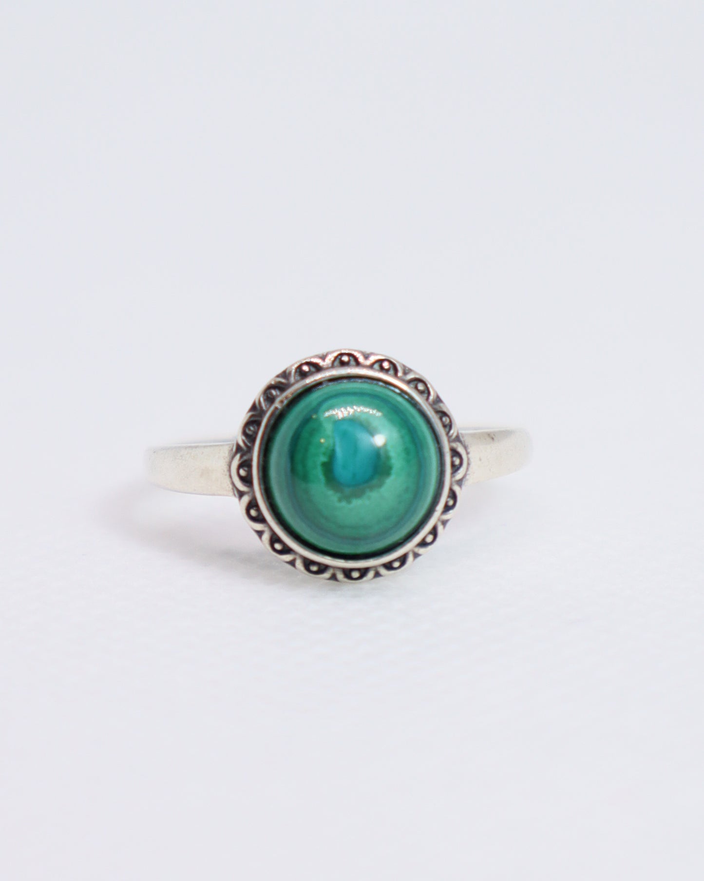 Malachite Flower Ring-925 Sterling Silver