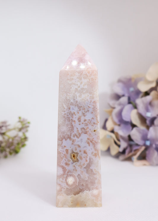 Pink Flower Agate Tower #4