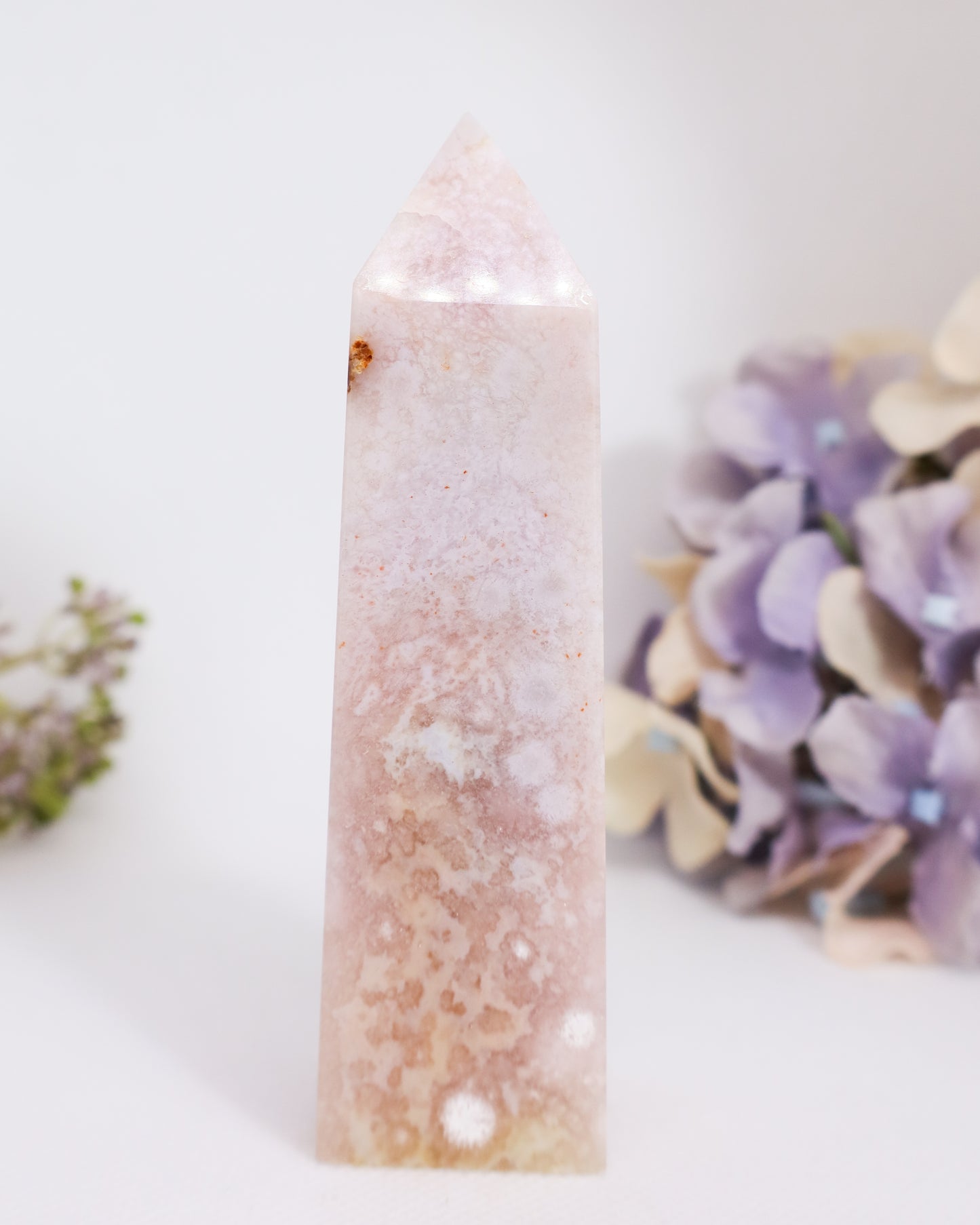 Pink Flower Agate Tower #4