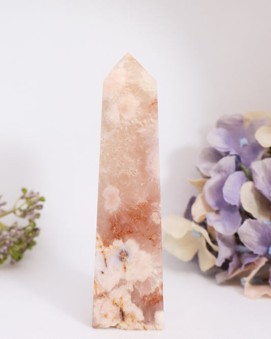 Pink Flower Agate Tower #3