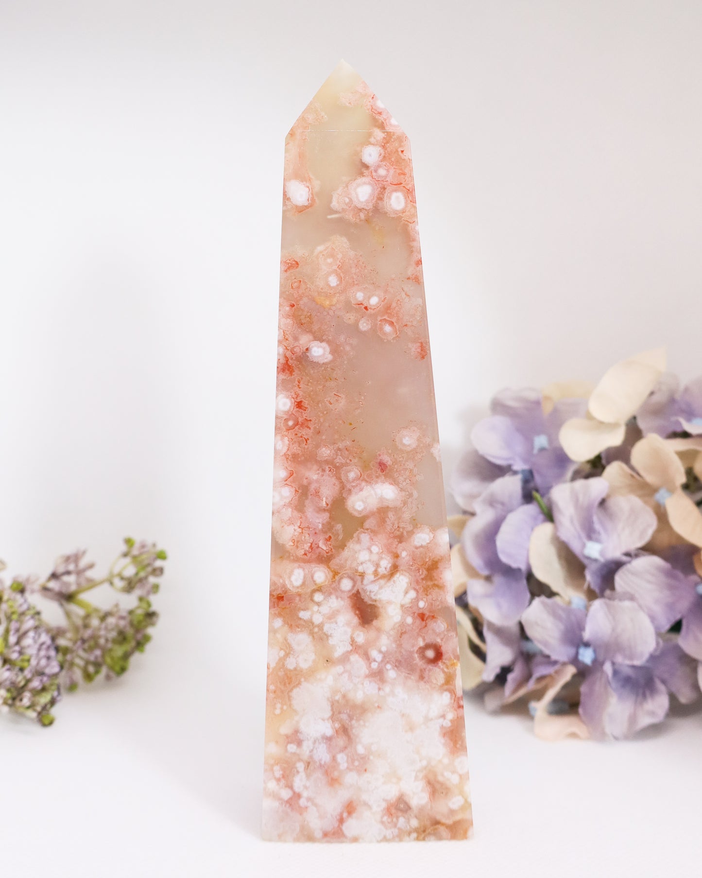 Pink Flower Agate Tower #5