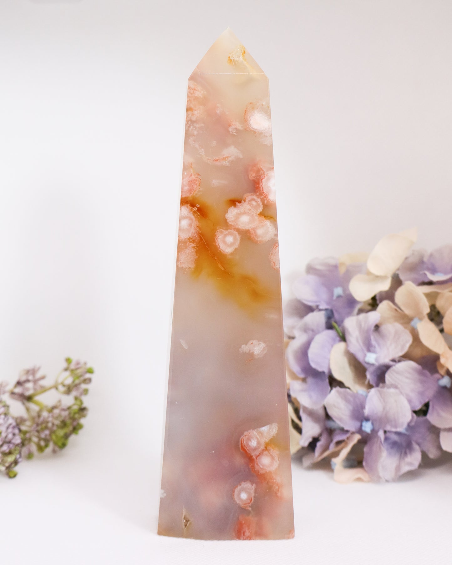 Pink Flower Agate Tower #5