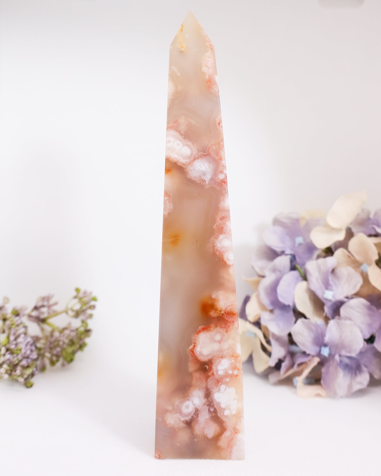 Pink Flower Agate Tower #5