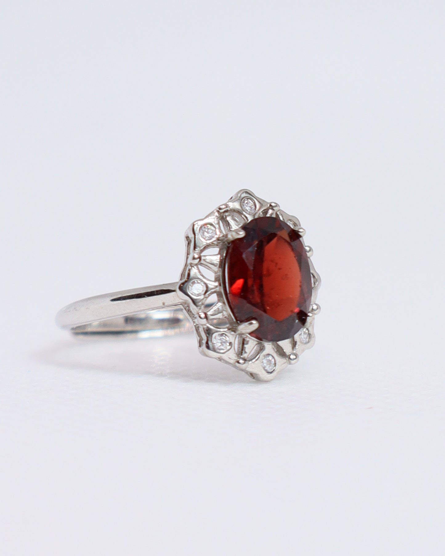 Garnet Ring - 925 Sterling Silver