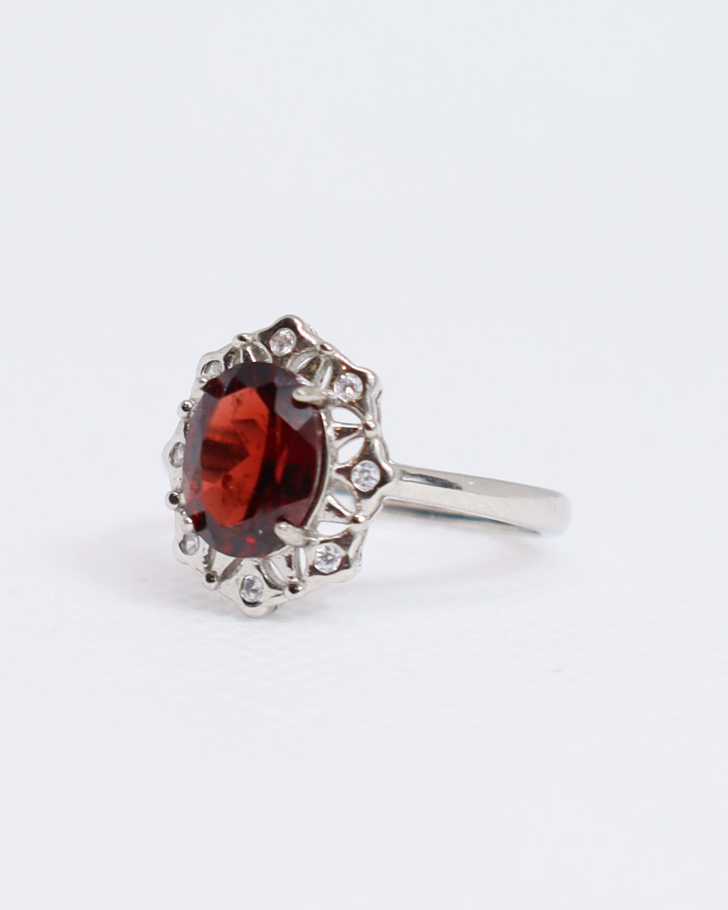 Garnet Ring - 925 Sterling Silver