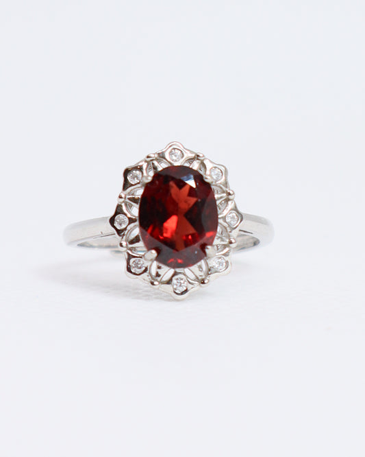 Garnet Ring - 925 Sterling Silver