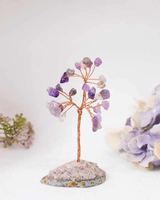 Amethyst Crystal Tree on Agate Slice