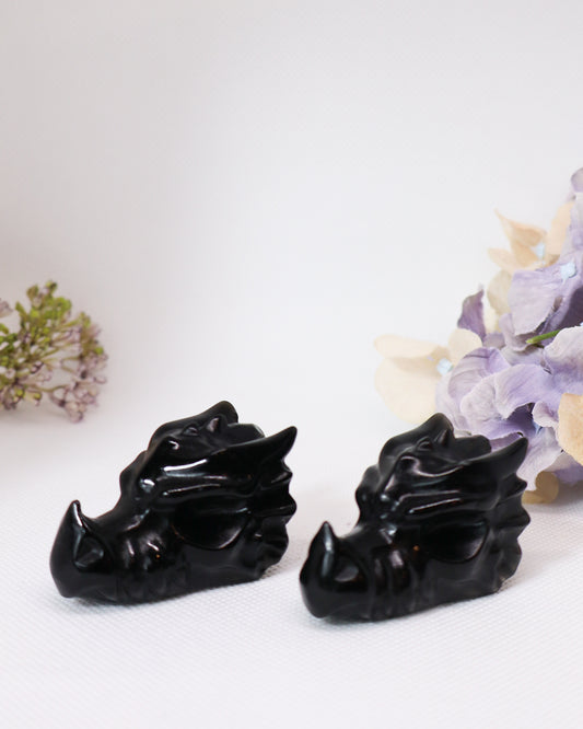 Black Obsidian Dragon Head