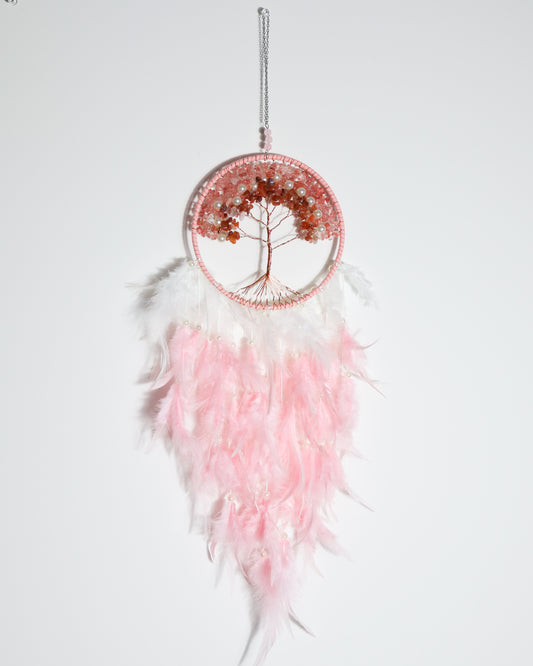 Rose Quartz & Red Agate Dreamcatcher