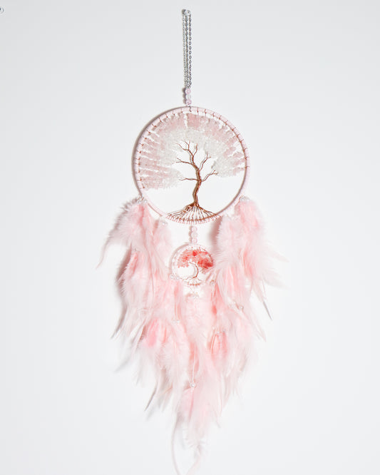 Rose & Clear Quartz Dreamcatcher