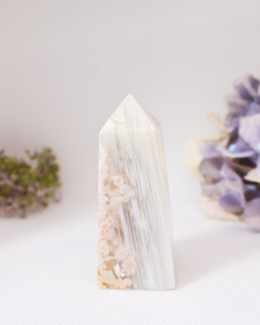 Pink Flower Agate Tower #2