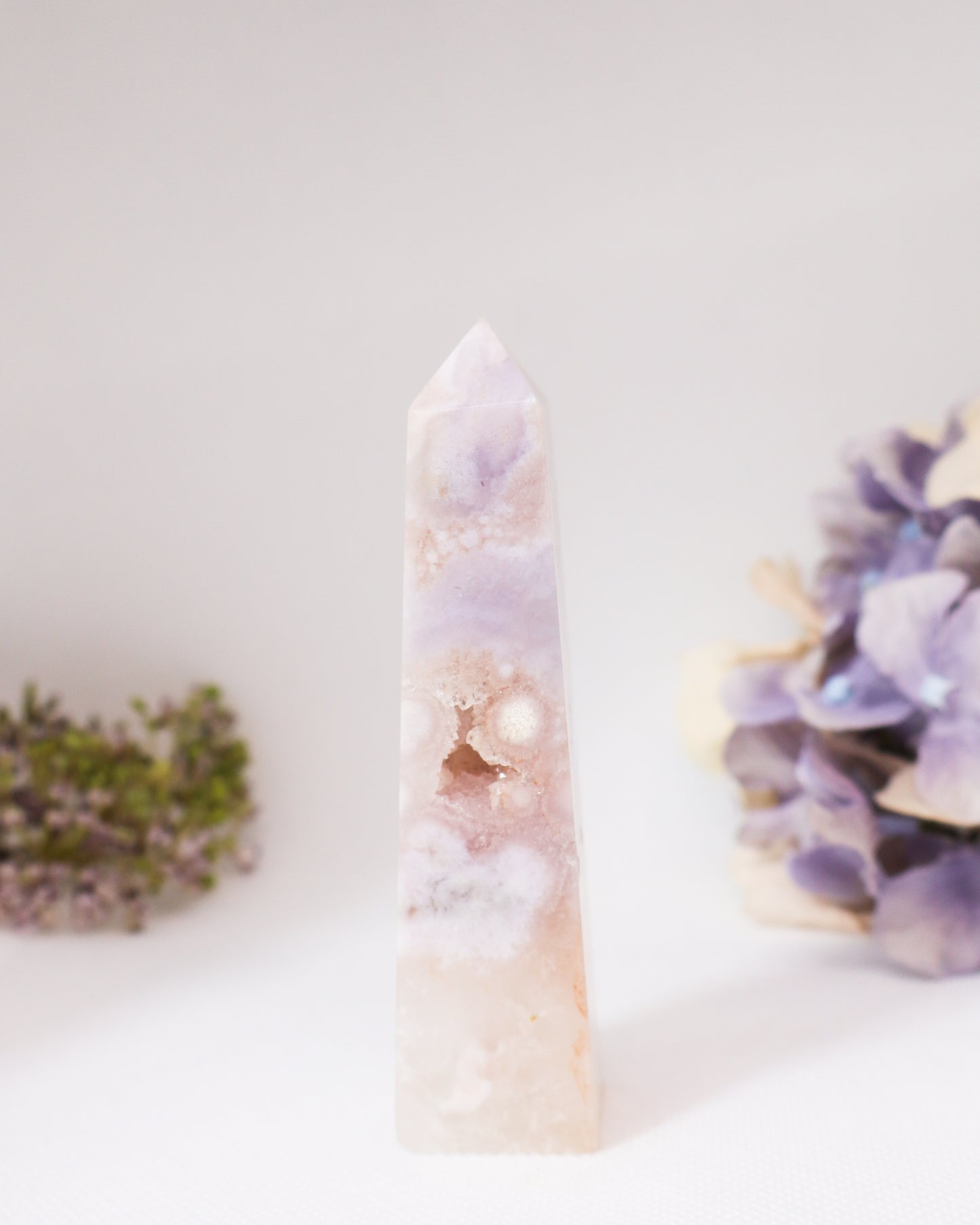 Pink Flower Agate Tower #1