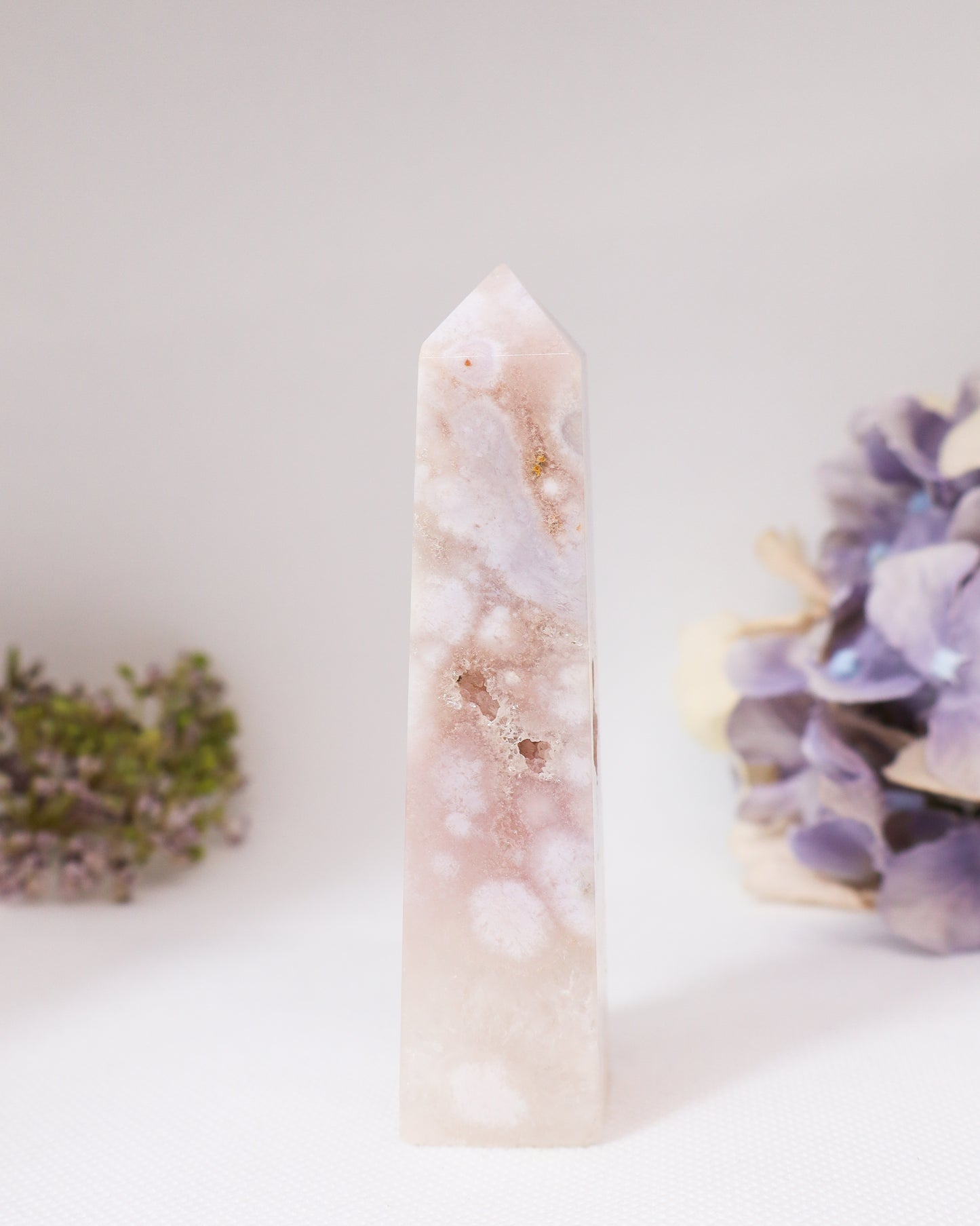 Pink Flower Agate Tower #1